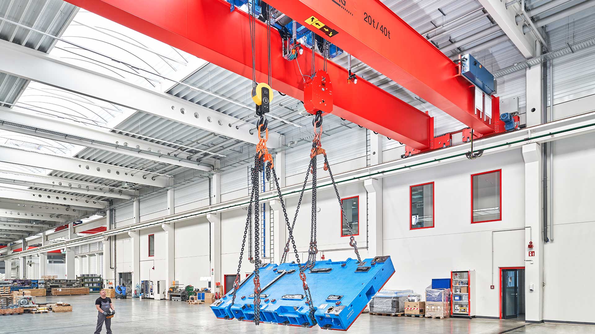 Demag hoist specialized for load turning.
