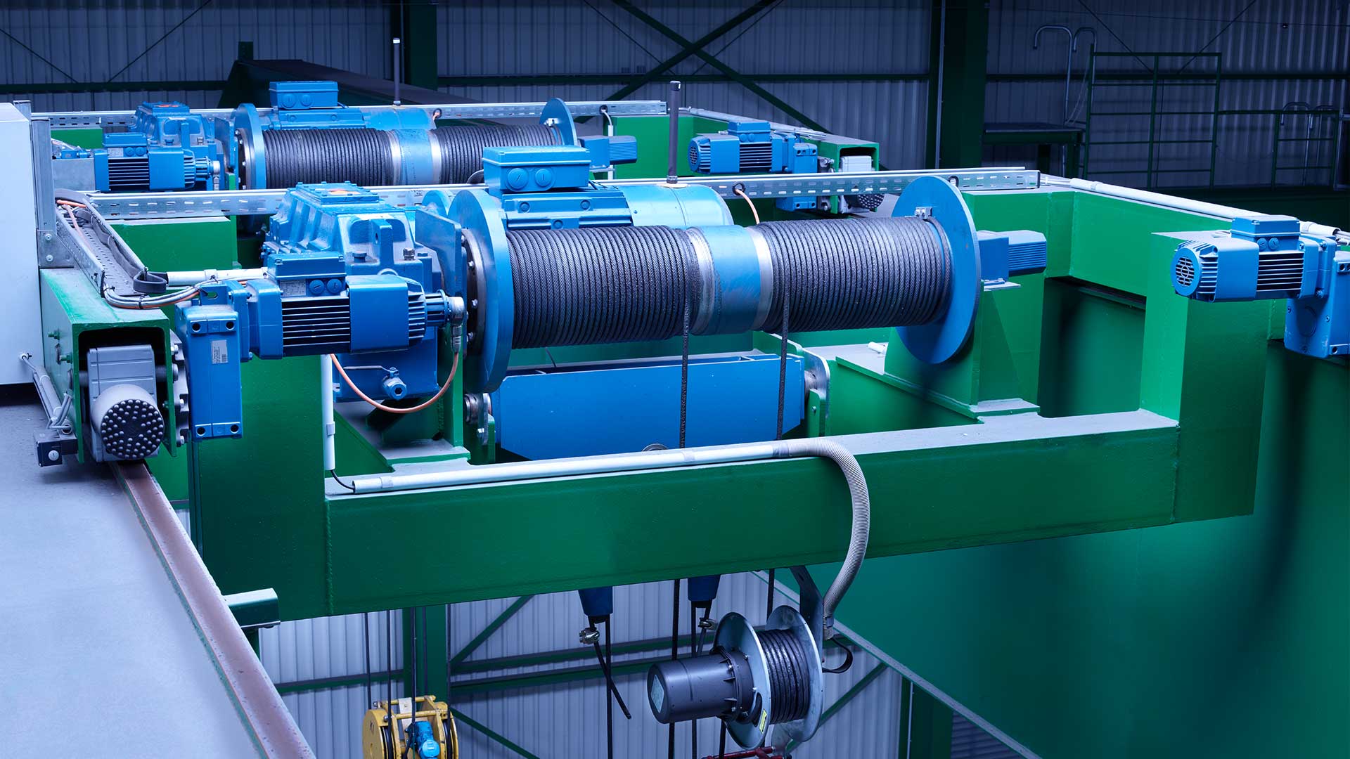Demag MPW open winch, or built up hoist, in use.