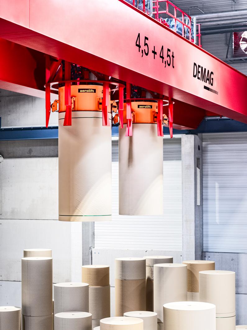 Demag process crane paper roll store