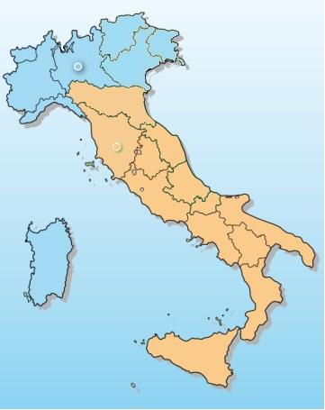 Service center Italia map