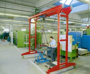 KBK double-girder portal crane with raised crab for increased lifting height