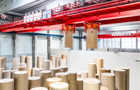 Process crane paper roll store