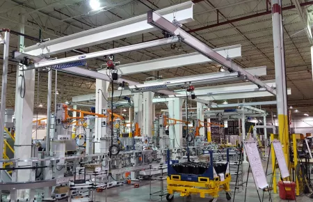 Demag freestanding workstation crane in the patented cantilever configuration