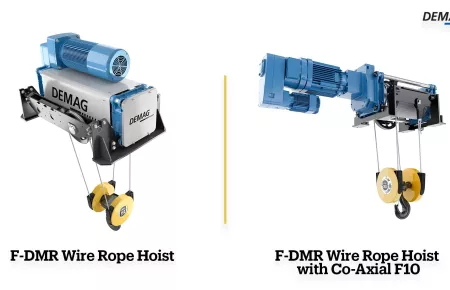 Foot Mounted (FDMR) wire rope hoist and FDMR with co-axial F10 motor