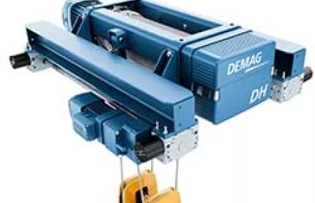 Demag DH wire rope hoist with double girder trolley.