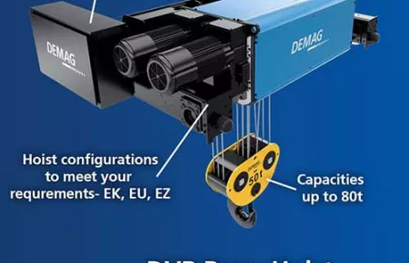 Demag DVR rope hoist has features to make lifting efficient and safe for your operations.