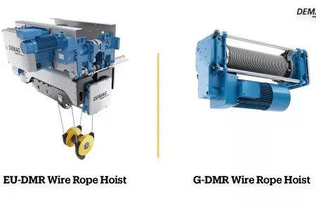 Monorail (EU) DMR wire rope hoist and GDMR for permanent lifting applications