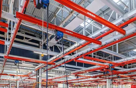 Ceiling Hung Demag KBK Crane systems are flexible and versatile for your operations. 