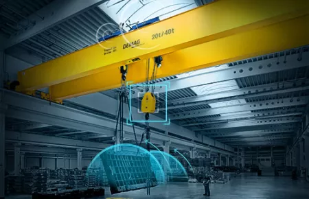 Demag load turning process allows a load weighing up to 50 tons to be turned by up to 180°.