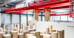 Process crane paper roll store